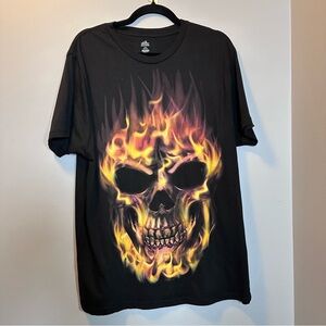 Flame skull tee short short sleeve black